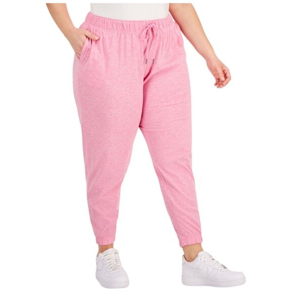 Ideology Womens Plus Size 2X Candy Pink Drawstring Waist Joggers NWT - Picture 1 of 7